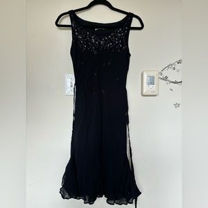 Max Studio Navy Blue Embroidered Minimalist Dress